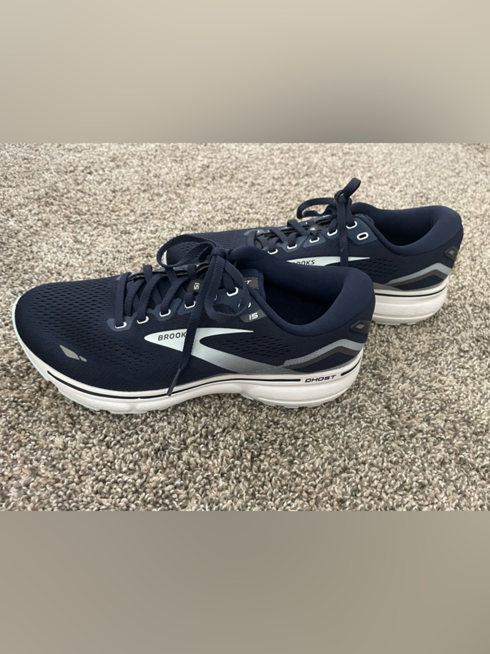 Women’s Brooks Ghost 15 Running Shoes Navy Blue White Size 9.5 Wide - Picture 2 of 8